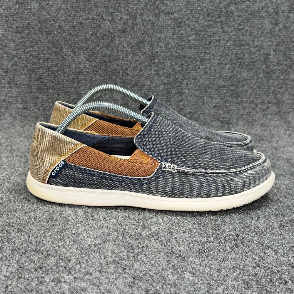 Crocs Santa Cruz 2 Lux‎ Loafers Men's Size 10 Blue Canvas Slip On Casual Shoes